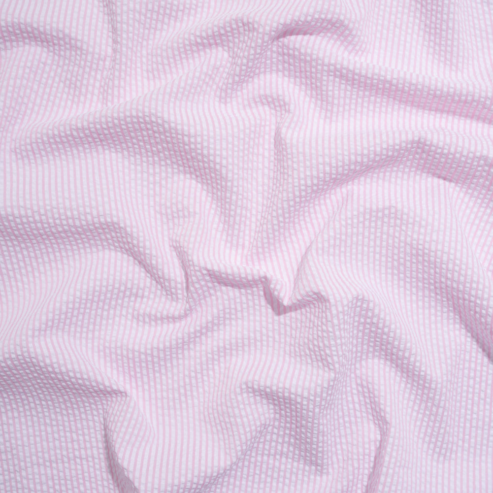 Polyester and Cotton Seersucker - Pink and White Candy Stripes - Wylie Collection - Joann Fabrics