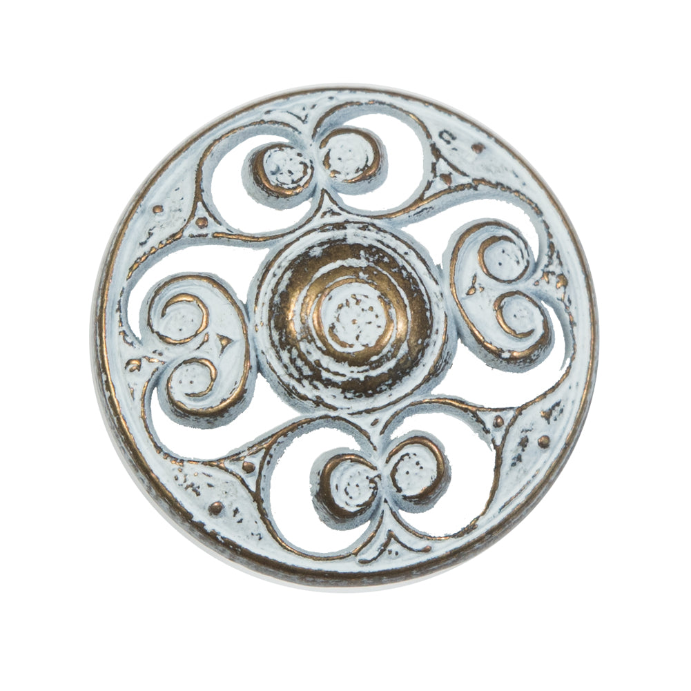 Gold and White Etched Metal Shank Back Button - 44L/28mm - Joann Fabrics