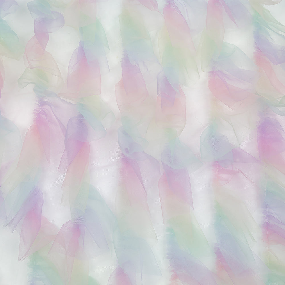 Pastel Rainbow Abstract Watercolor Printed Ruffled Tulle - Joann Fabrics