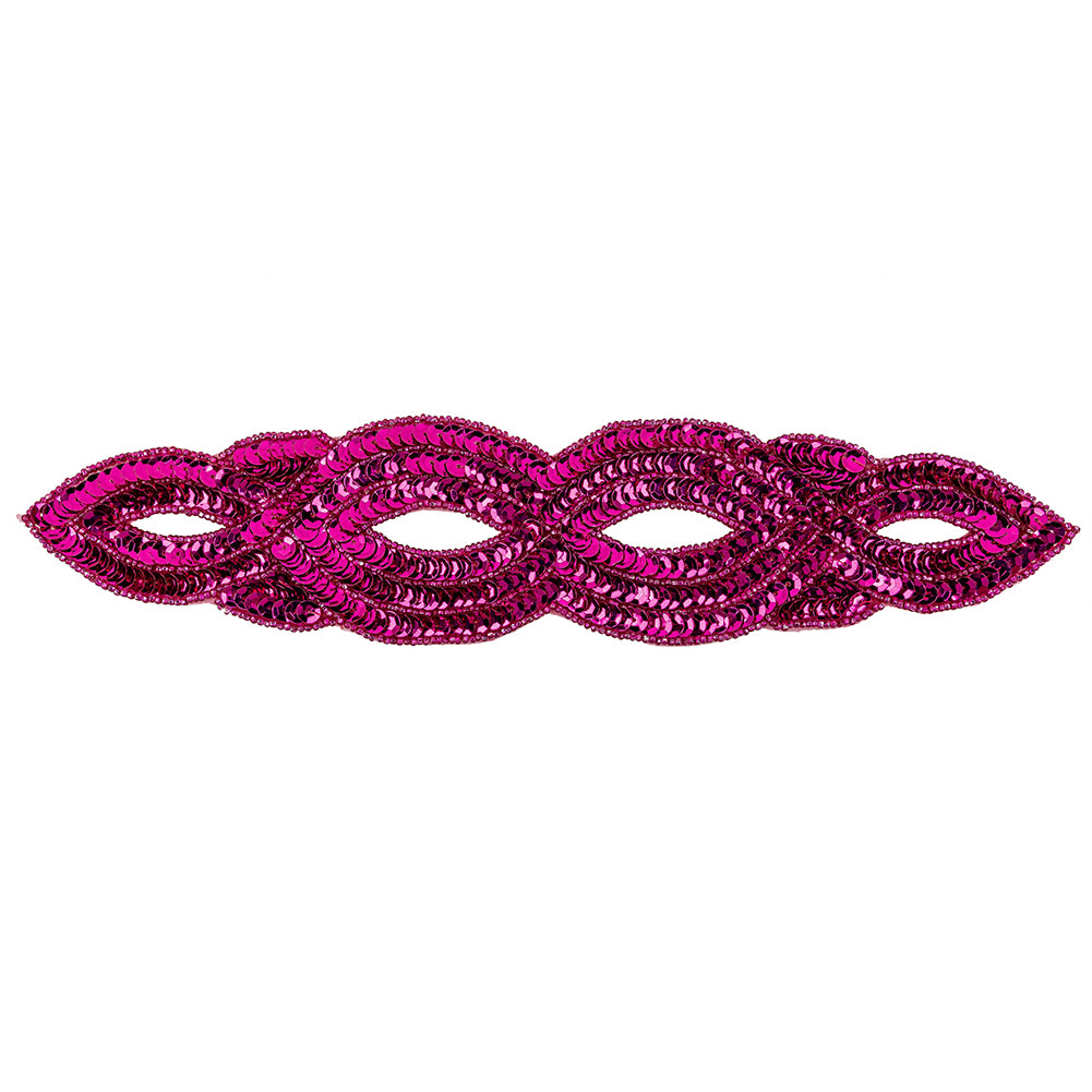 Vintage Fuchsia Sequins and Beaded Figure Eight Applique - 11