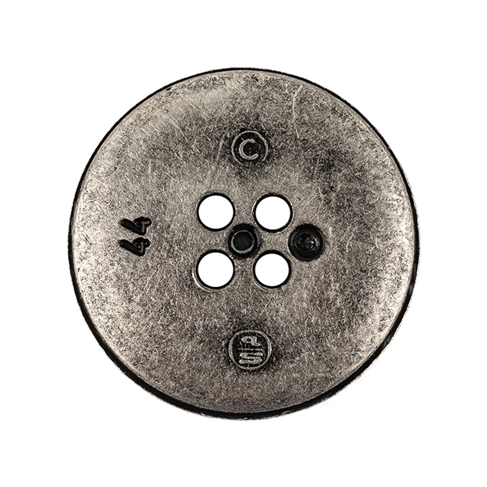 Italian Carbon Silver Shallow Plate 4-Hole Metal Look Coat Button - 44L/28mm - Joann Fabrics