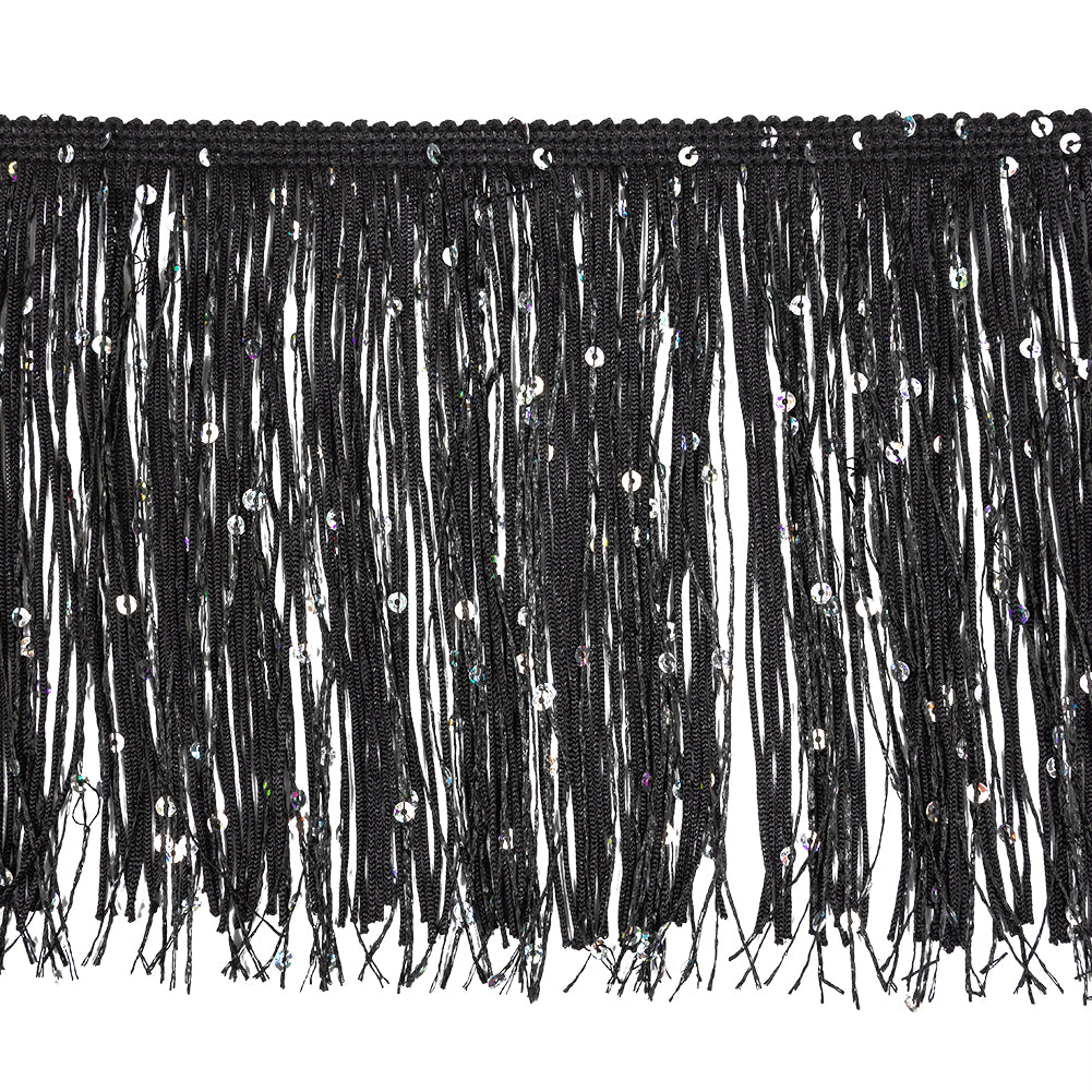 Black Holographic Sequins Chainette Fringe - 6
