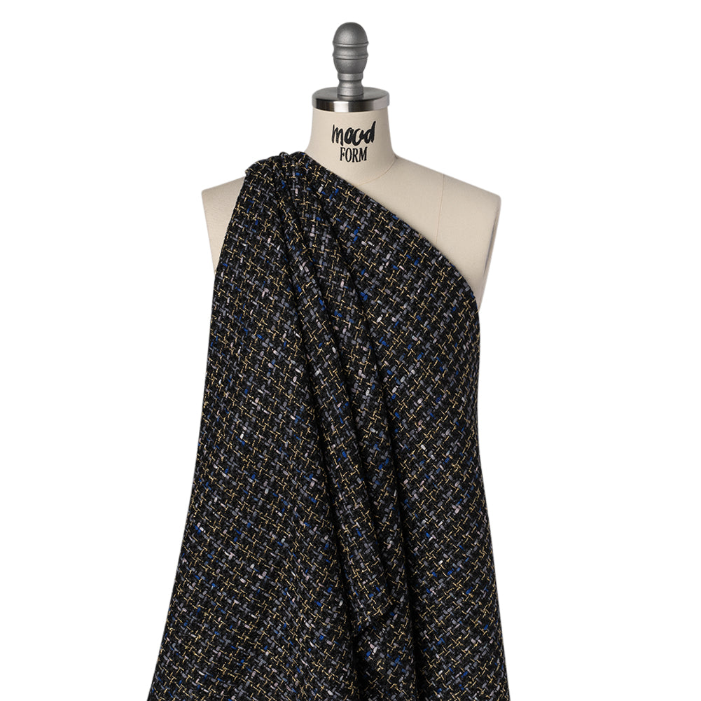 Metallic Acrylic and Wool Tweed - Black, Gray and Gold - Deadstock - Joann Fabrics