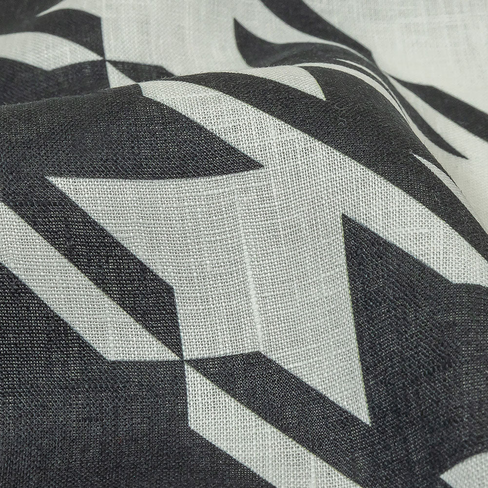 Black and White Oversized Houndstooth Printed Medium Weight Linen Woven - Joann Fabrics