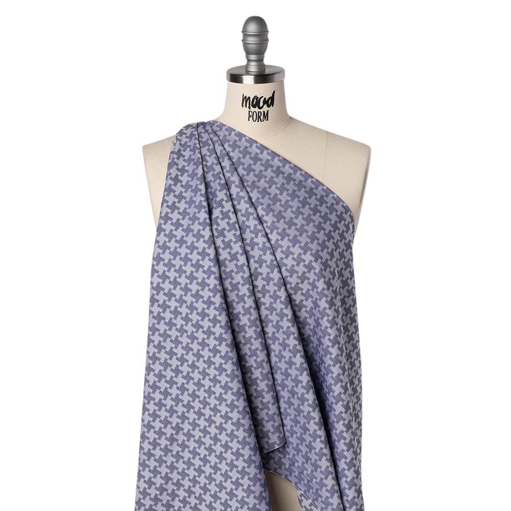 Cotton Twill Shirting - Dark Blue and White Geometric Pinwheels - Deadstock - Joann Fabrics