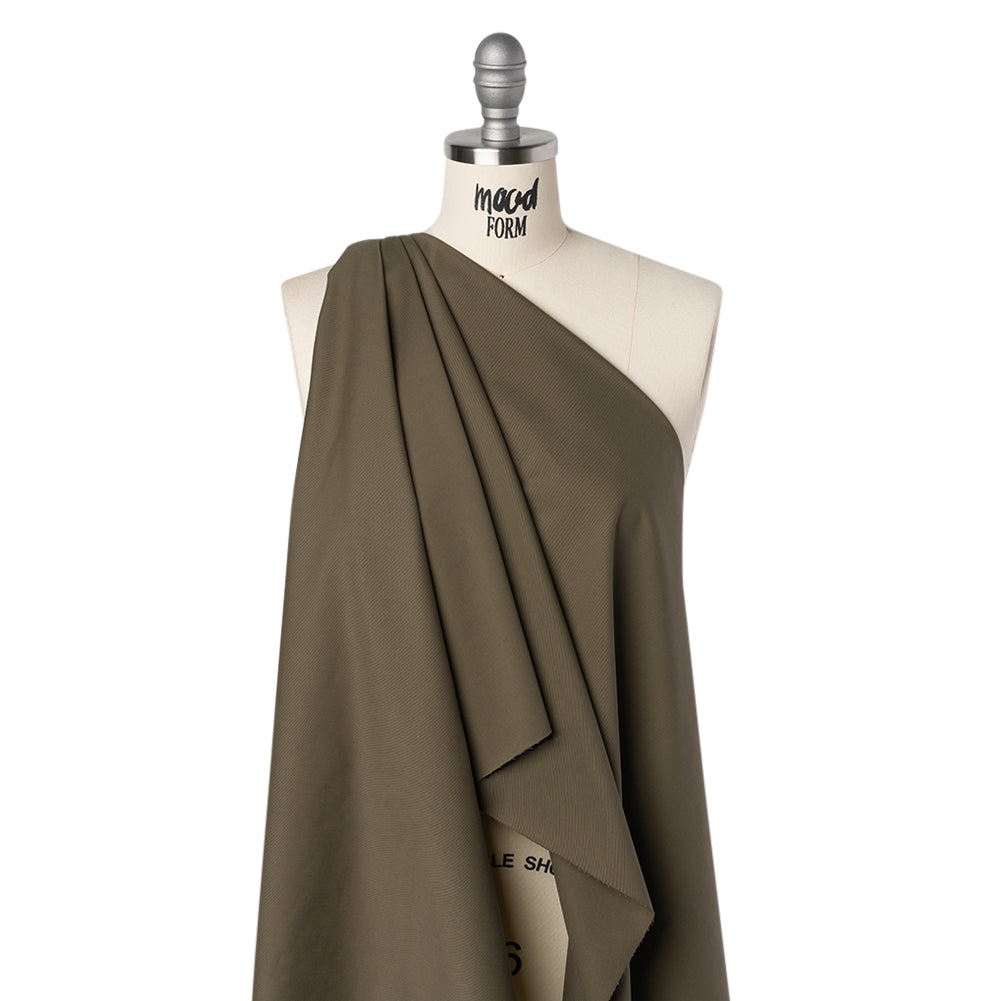 Stretch Cotton and Cashmere Twill Made in Italy - Army Green - Deadstock - Joann Fabrics