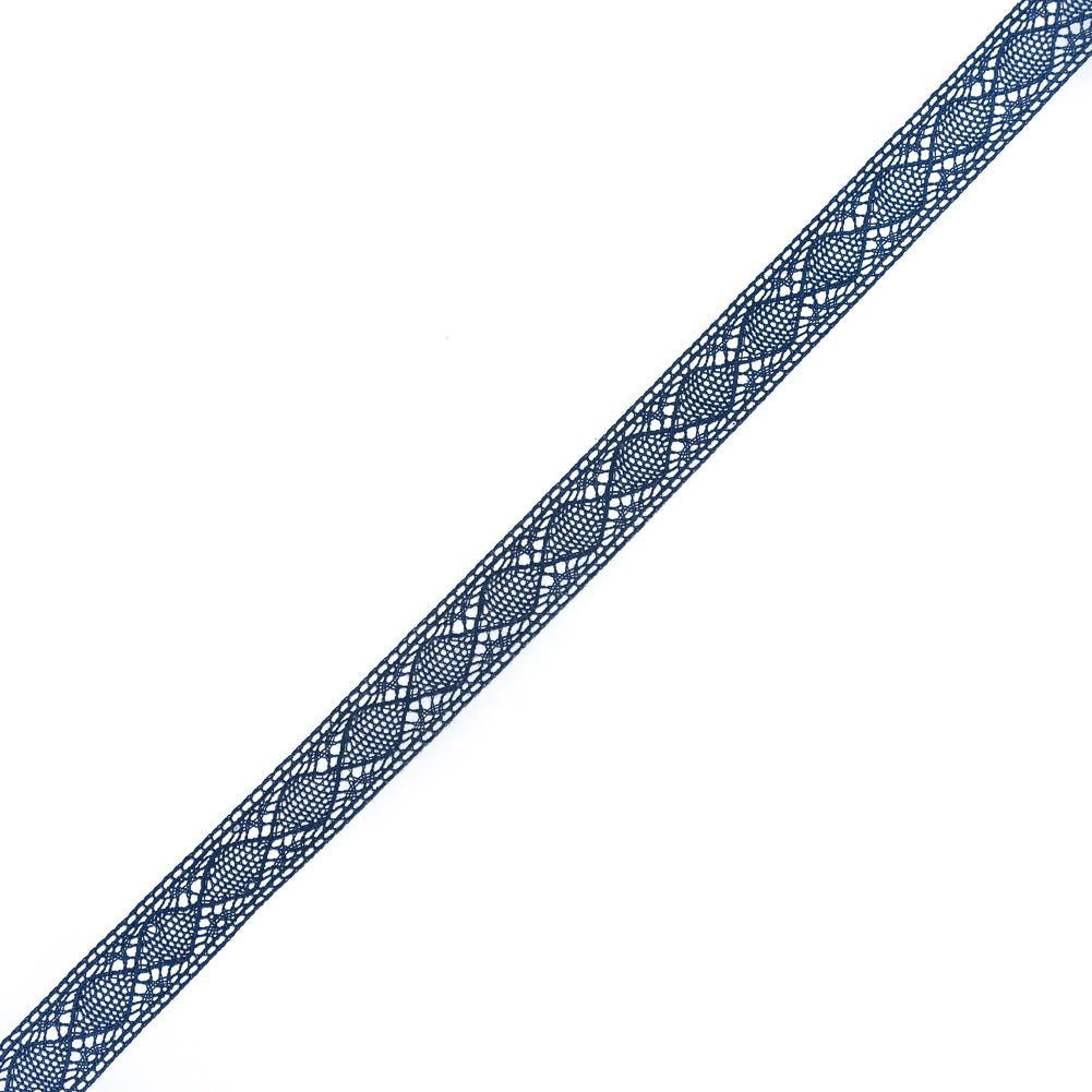 European Navy Diamonds Crochet Lace Cotton Trimming - 3/4