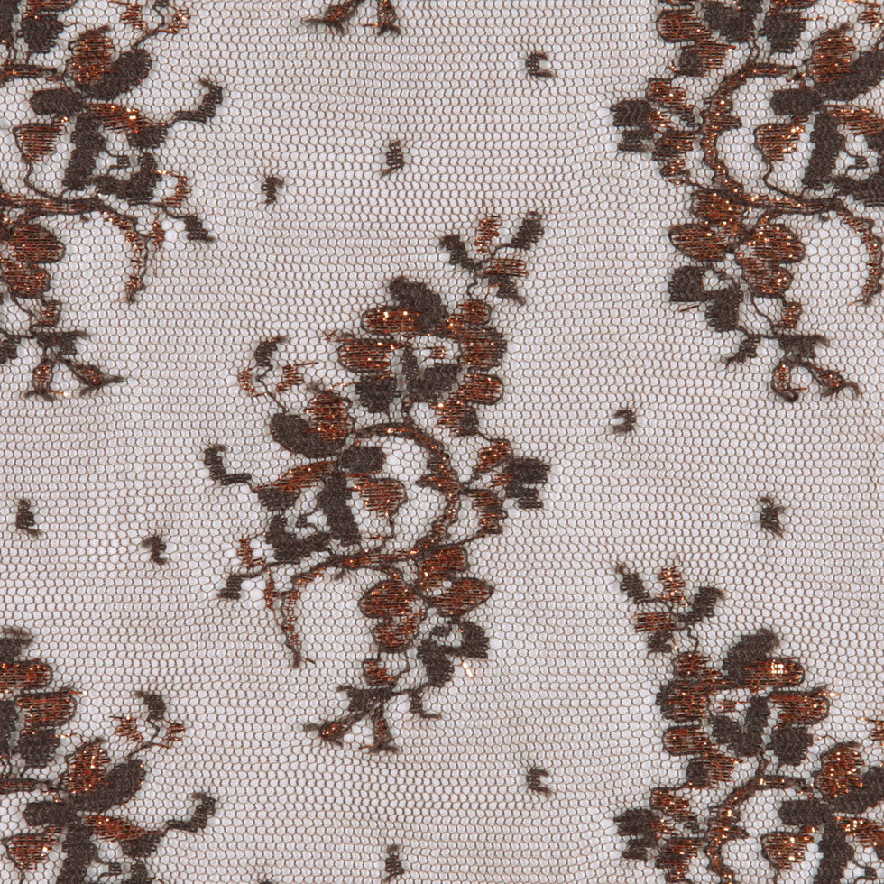 Brown and Metallic Copper Floral Polyester Lace - Joann Fabrics