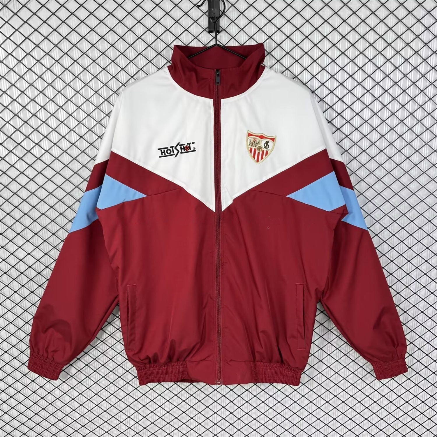 Retro Sevilla 1993-94 Home Windbreaker Jacket - White And Red - UnitedFutballJersey