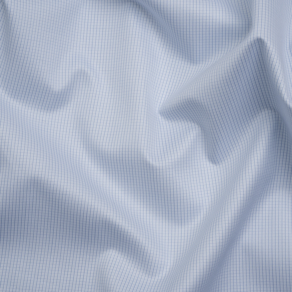 Cotton Twill Shirting - Light Blue and White Tiny Tattersall Check - Deadstock - Joann Fabrics