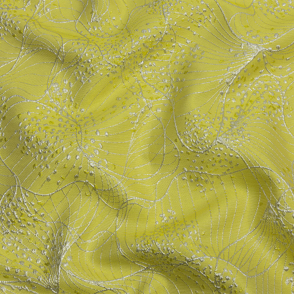 Metallic Silver and Lemon Lines and Dots Luxury Brocade - Joann Fabrics
