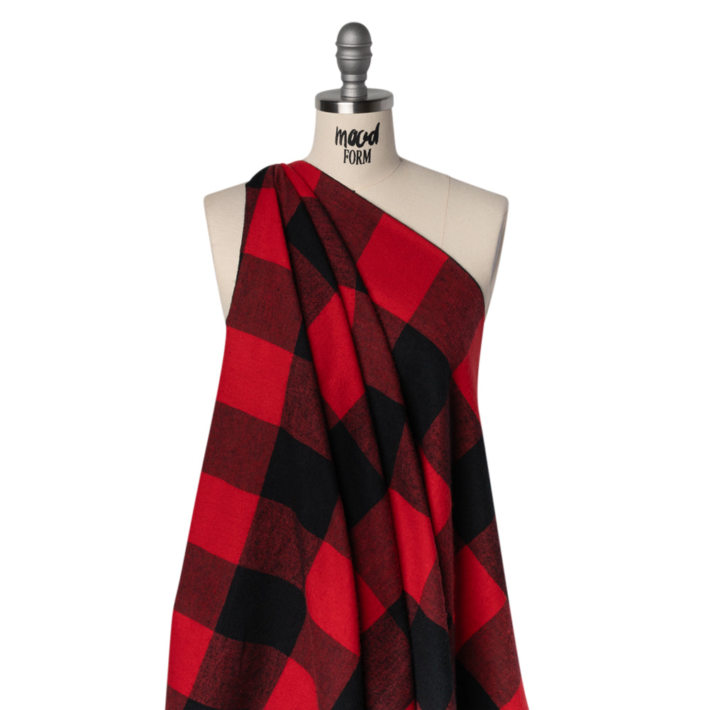 Lightweight Cotton Flannel - Red and Black Big Buffalo Check - Deadstock - Joann Fabrics