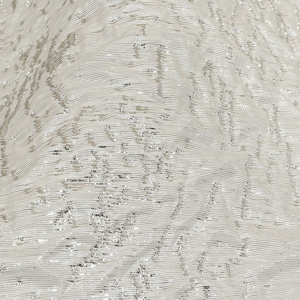 Metallic Silver and White Crinkled Luxury Brocade - Joann Fabrics