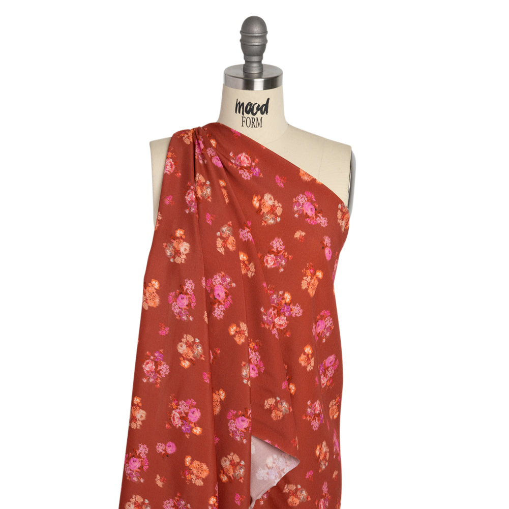 Viscose Crepe Print - Red, Peach and Pink Ikat Floral - Mood Exclusive Rosy Visions - Joann Fabrics