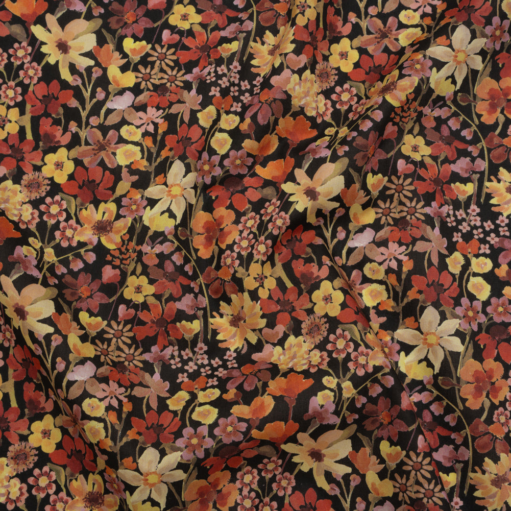Liberty Fabrics Tana Lawn® - Dreams of Summer Orange - Brown, Orange and Red Watercolor Floral - Joann Fabrics