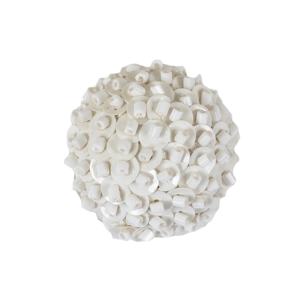 Vintage White Domed Sequined and Beaded Shank Back Button - 40L/25.5mm - Joann Fabrics