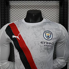 2025/2026 Long Sleeve Player Version Manchester City KidSuper Joint Edition White Football Shirt 1:1 Thai Quality