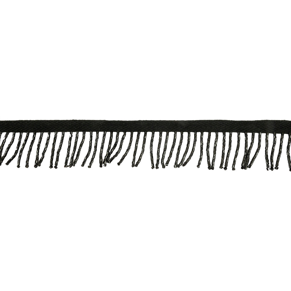 Vintage Black Chop Beaded Chainette Fringe - 1