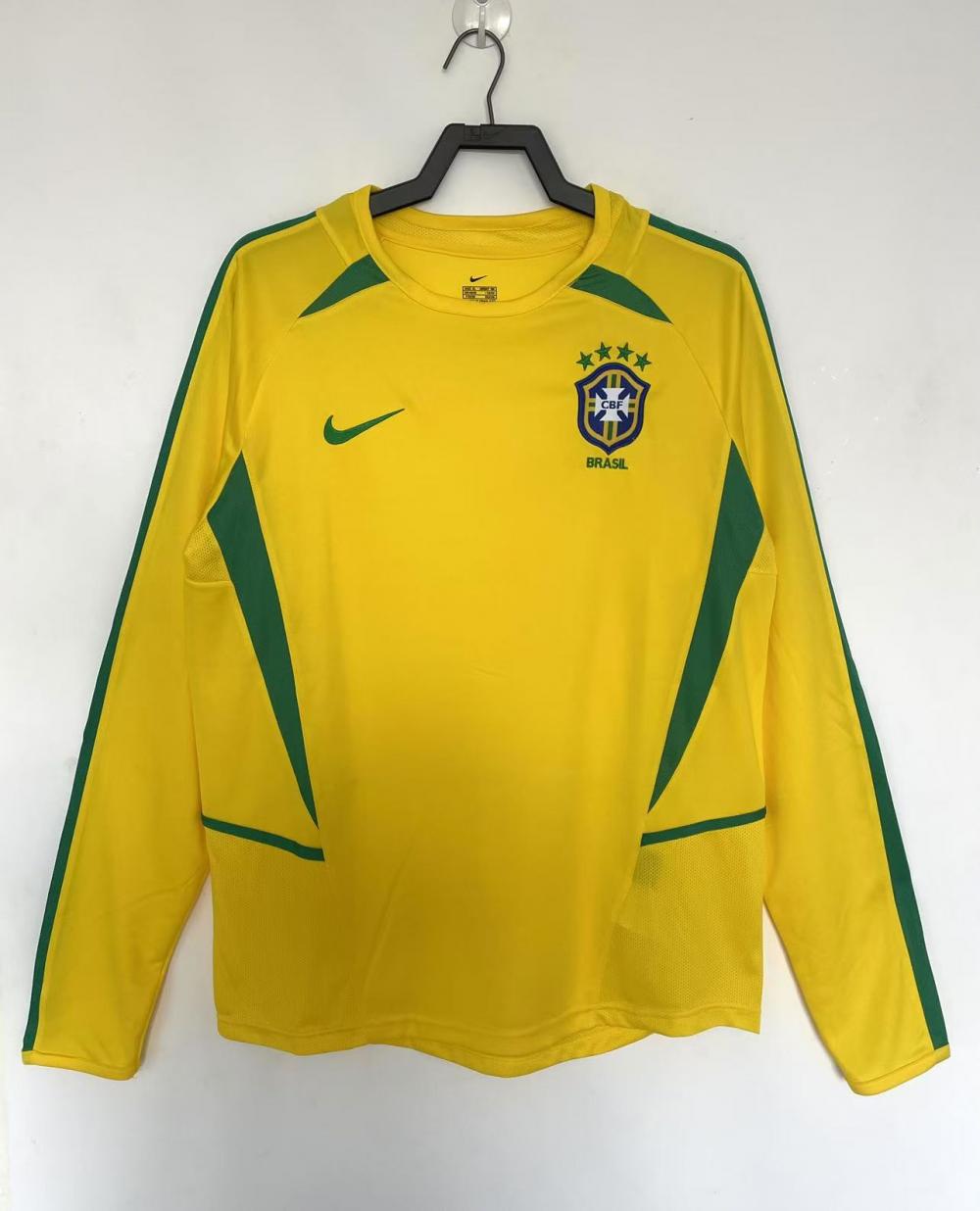2002 Retro Long Sleeve Brazil Home Soccer Jersey 1:1 Thai Quality