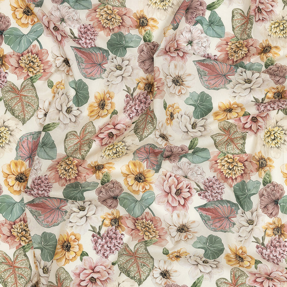 Cotton Voile - Soft Pink and Green Floral - Botticelli Print - Mood Exclusive Viso Collection - Joann Fabrics