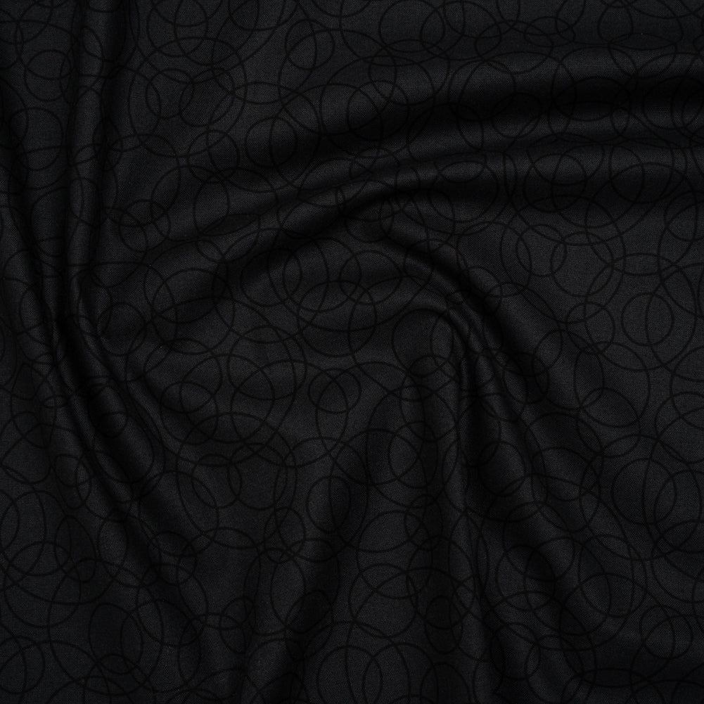 Printed Quilting Cotton by Patrick Lose for Northcott - Black on Black Tangled Circles - Basically Black & White Collection - Joann Fabrics