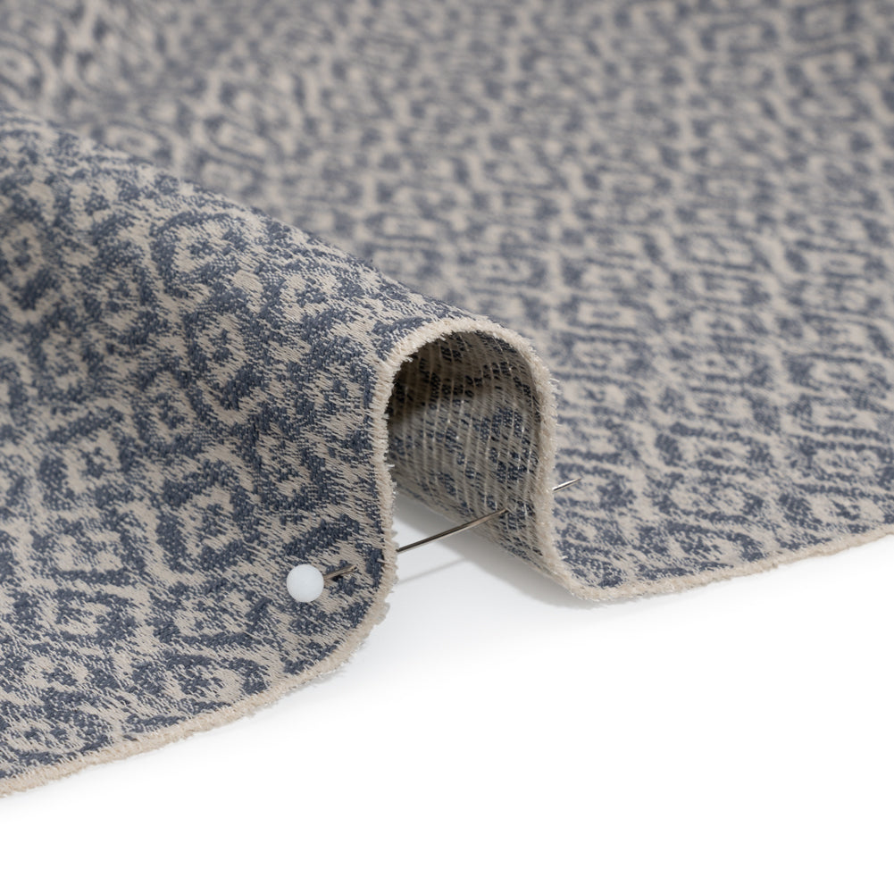 Recycled Polyester and Cotton Drapery Jacquard - Denim Diamond Ogees - British Imported - Joann Fabrics