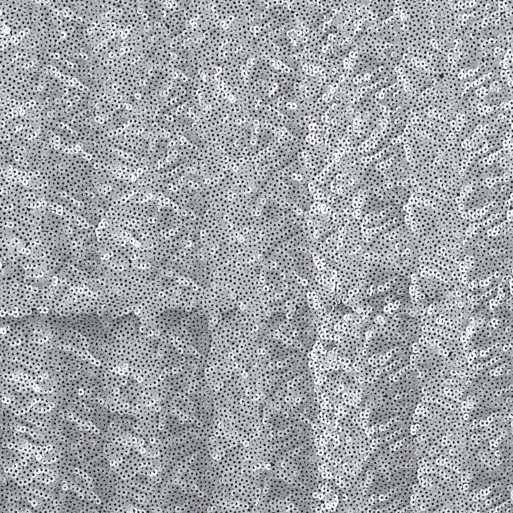Black Mesh with All-Over Circle Sequins by Jay Godfrey - Silver - Deadstock - Joann Fabrics
