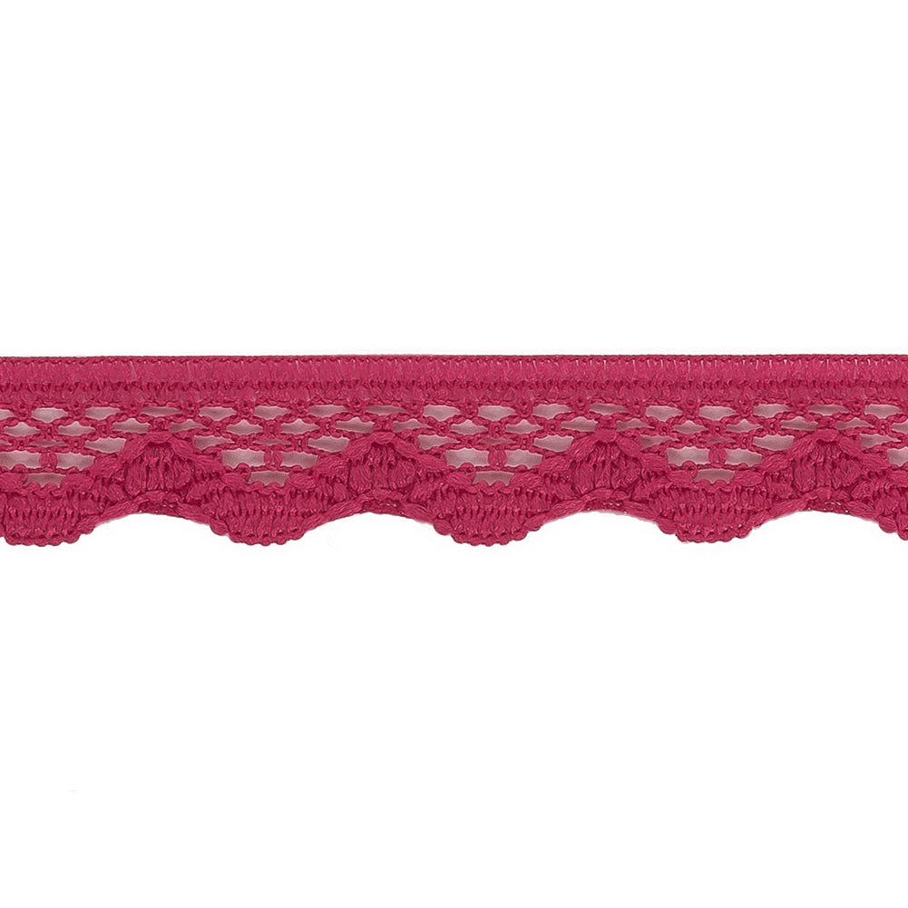 Deep Pink Scalloped Edge Lace Geometric Trimming - 0.5