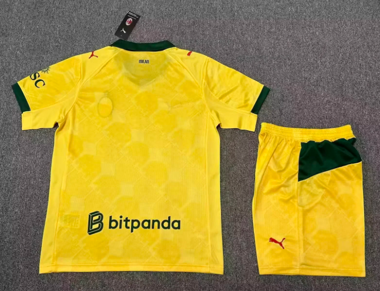 2025/2026 AC Milan Third Away Yellow Football Shirt 1:1 Thai Quality Kids Size