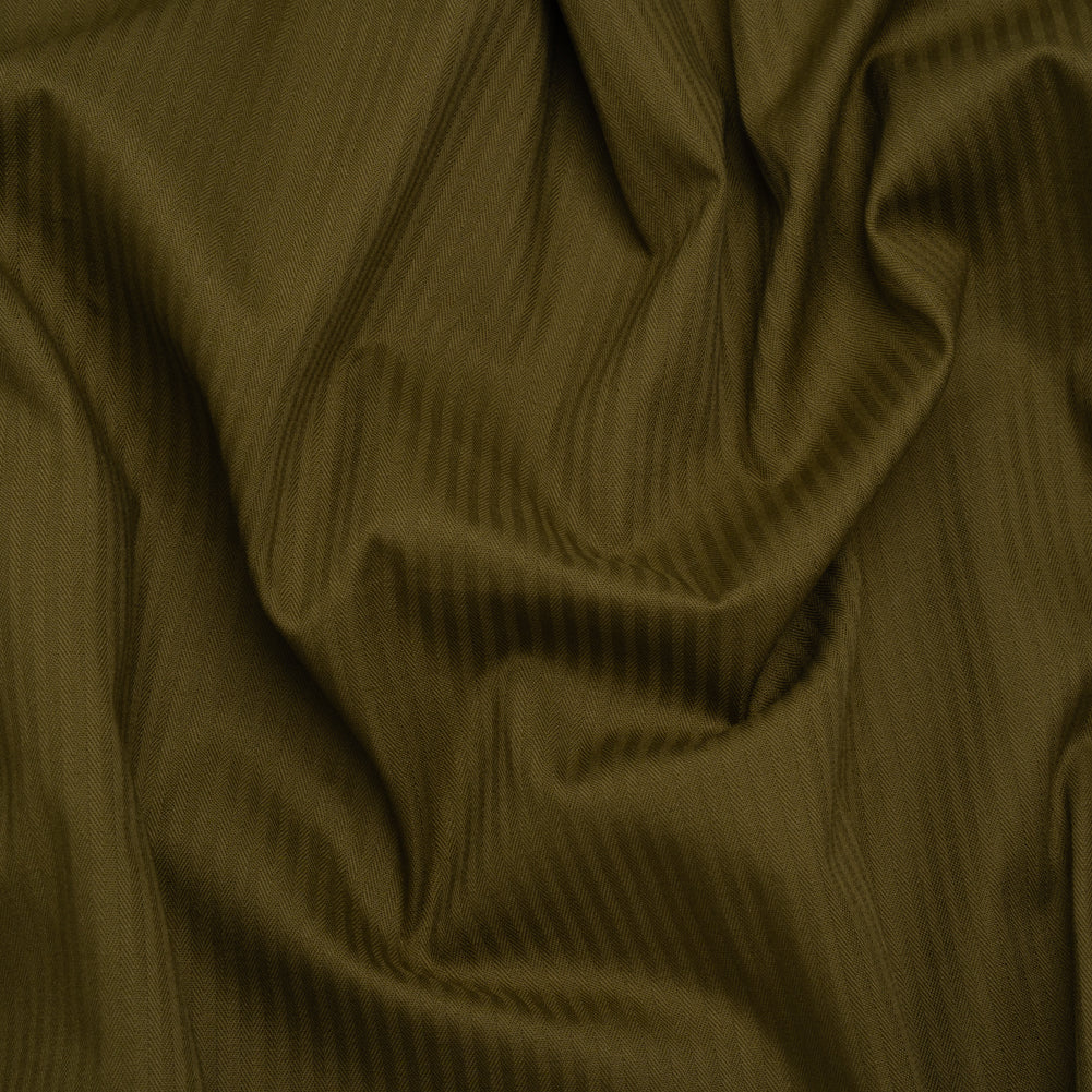 Cotton Twill Shirting - Dark Olive Green Subtle Stripes - Deadstock - Joann Fabrics