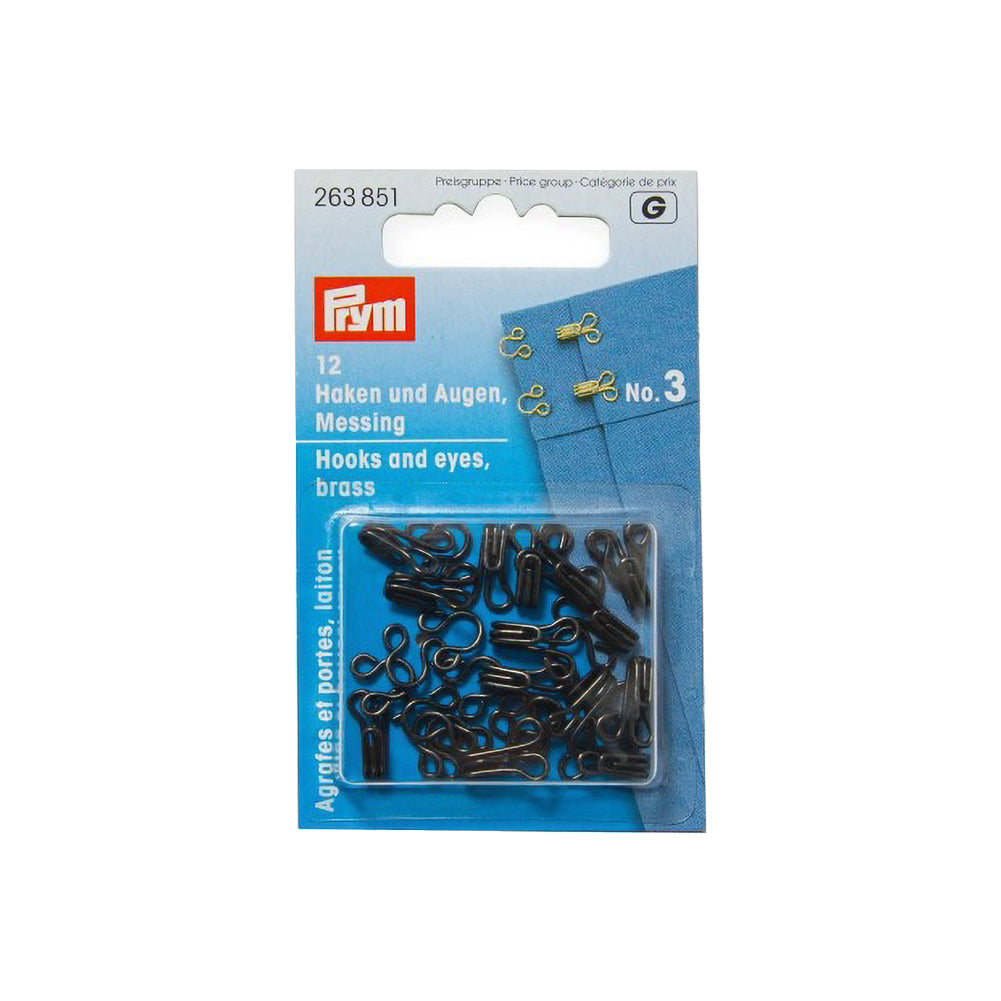 Prym Hooks & Eyes - Black Size 3 - 12 Sets - Joann Fabrics