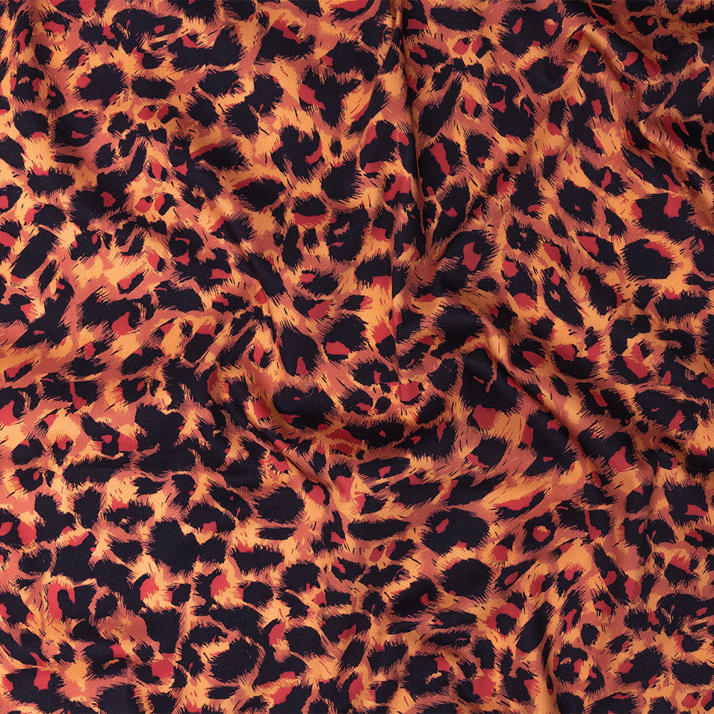 Stretch Cotton Sateen - Pink and Orange Leopard Spots - Tijuca Sunrise Print - Mood Exclusive Rio Collection - Joann Fabrics