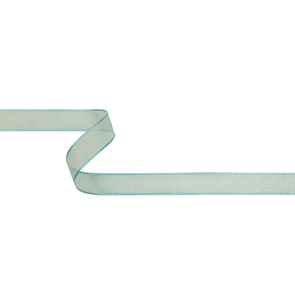 Sky Blue Shimmering Organza Ribbon with Woven Edges - 0.75