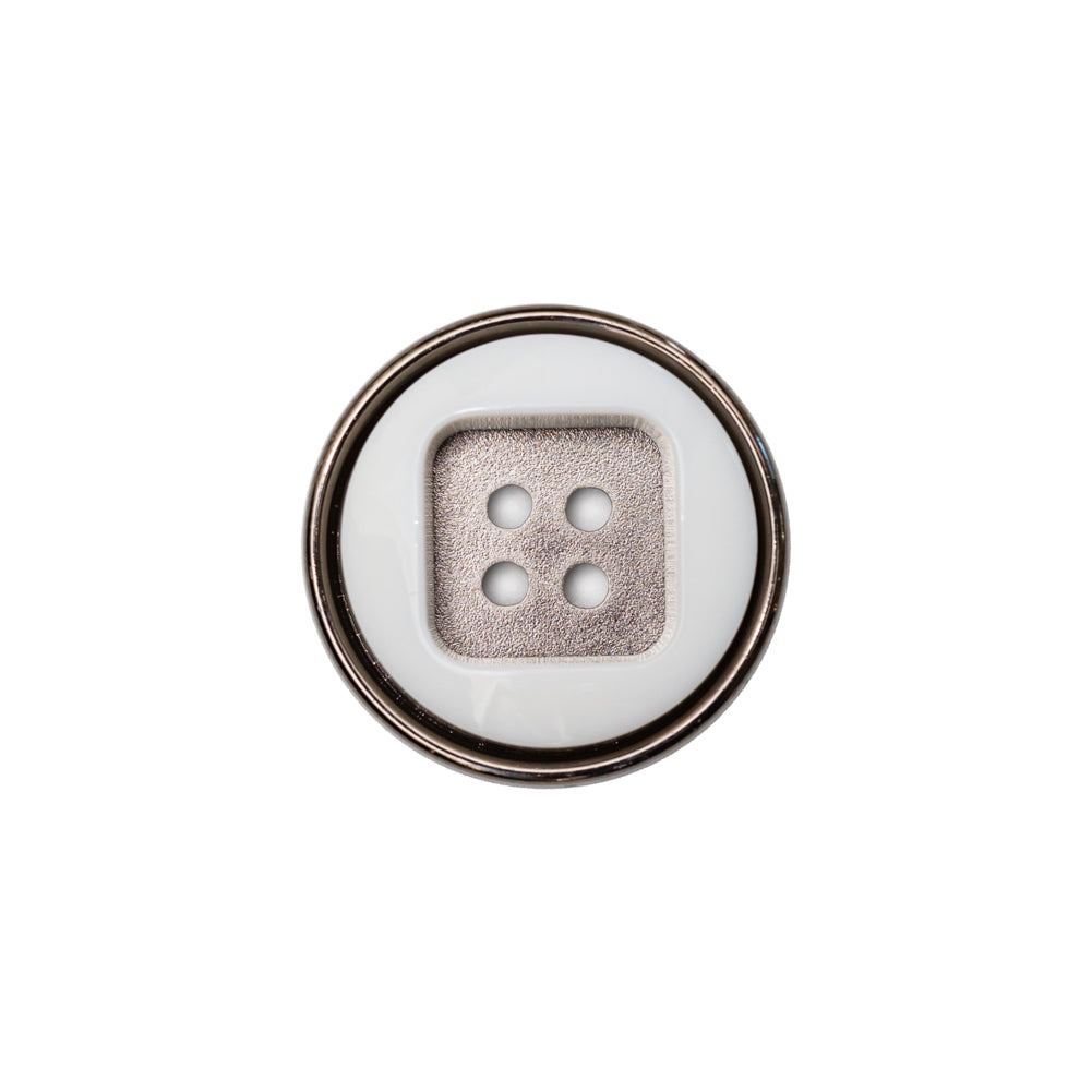 Italian White and Gunmetal 4-Hole 2-Piece Button - 30L/19mm - Joann Fabrics