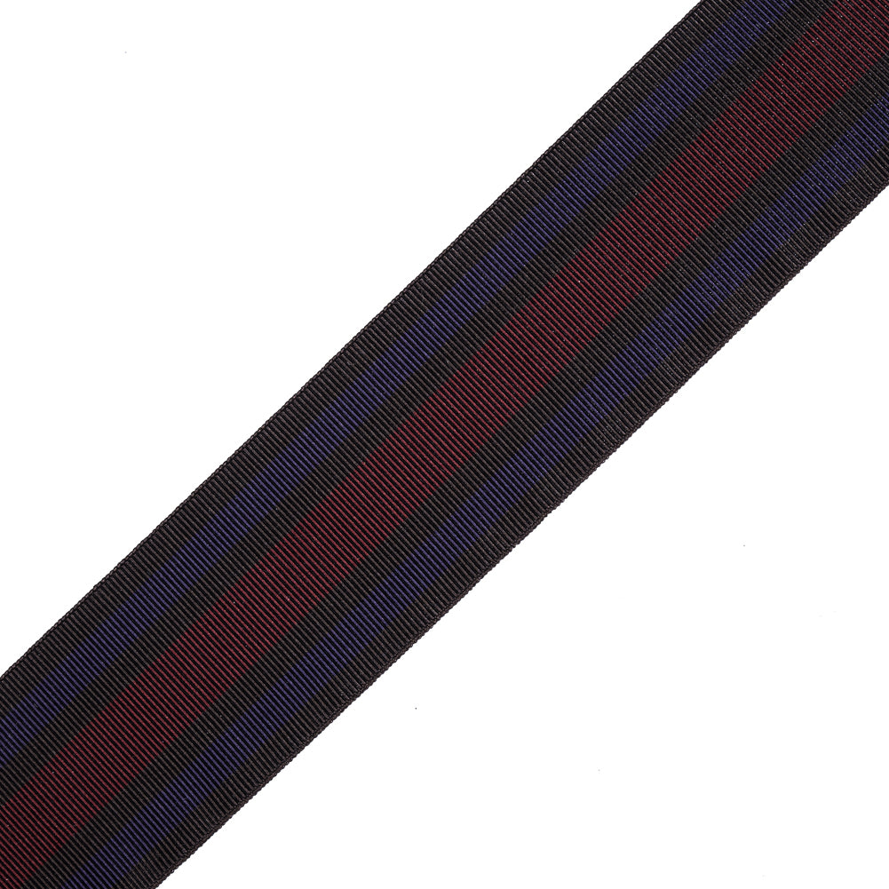 Italian Brown/Red/Purple Striped Stretch Grosgrain Ribbon - 2
