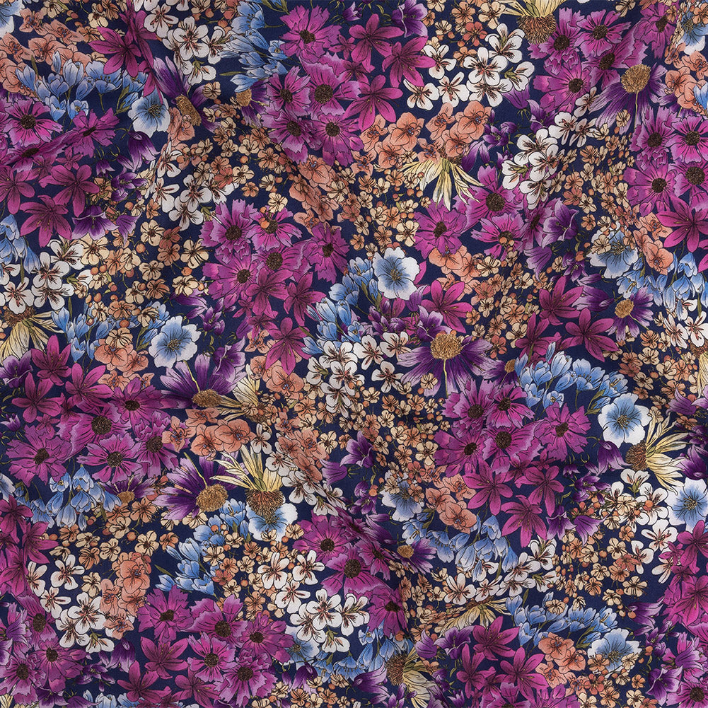 Mood Exclusive Navy Patchwork Perennials Cotton Voile - Joann Fabrics
