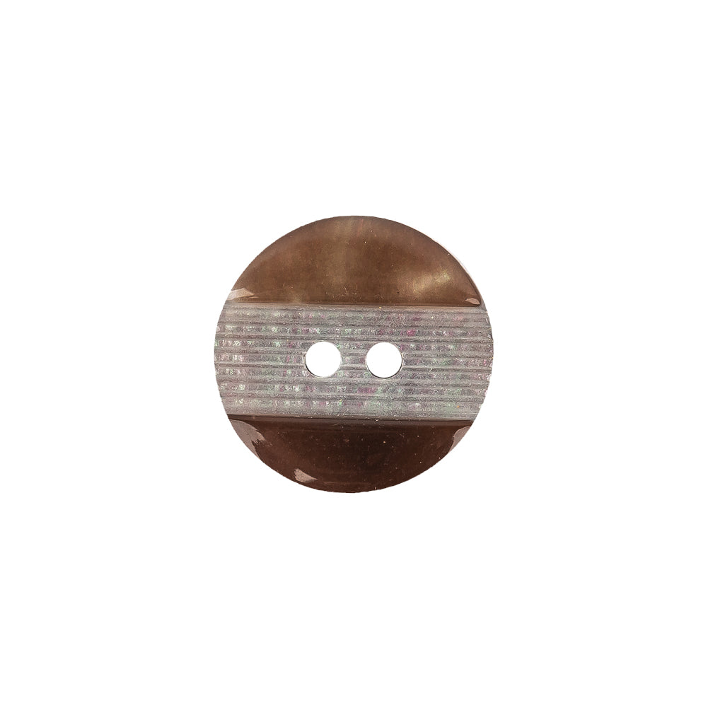 Plastic 2-Hole Button - 24L/15mm - Brown Engraved Ribbing Stripe - Joann Fabrics