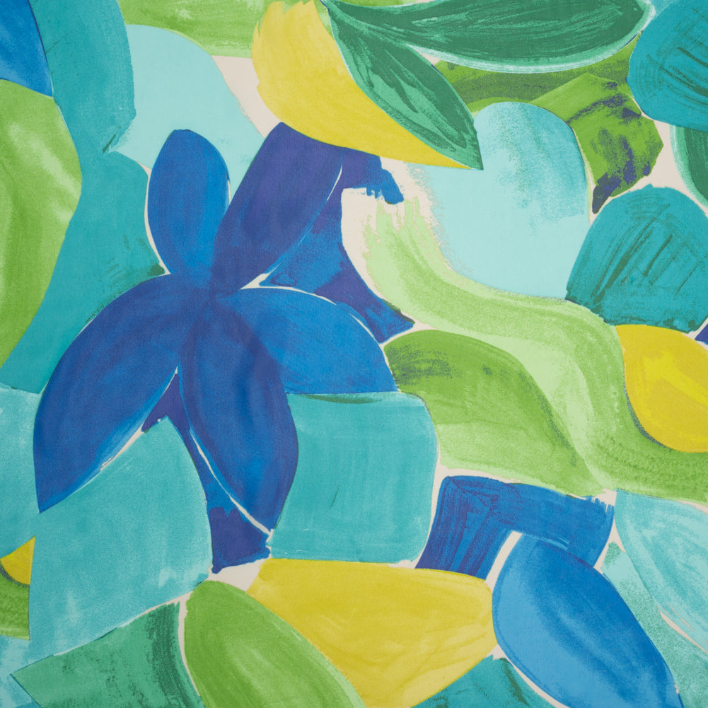 Polyester Chiffon Print - Green and Blue Painterly Flowers and Leaves - Designer Deadstock - Joann Fabrics