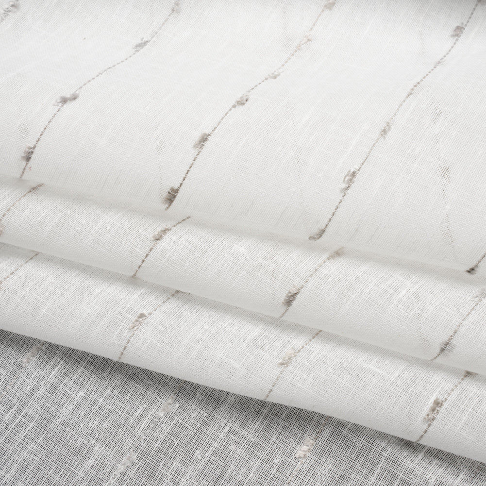Slubbed Double Wide Drapery Sheers Fabric - Stone Eyelash Fringe Dot Stripes - British Imported - Joann Fabrics