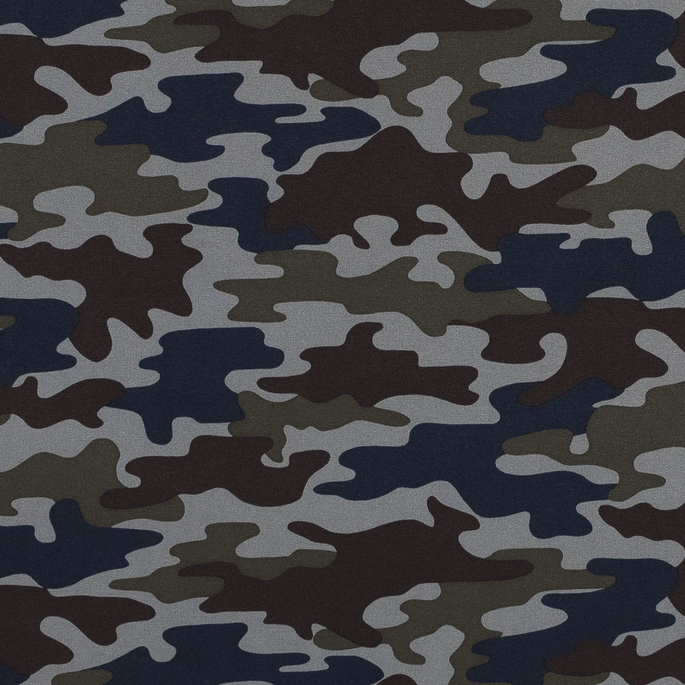 Waxy Camouflage Printed Stretch Polyester Shirting - Joann Fabrics