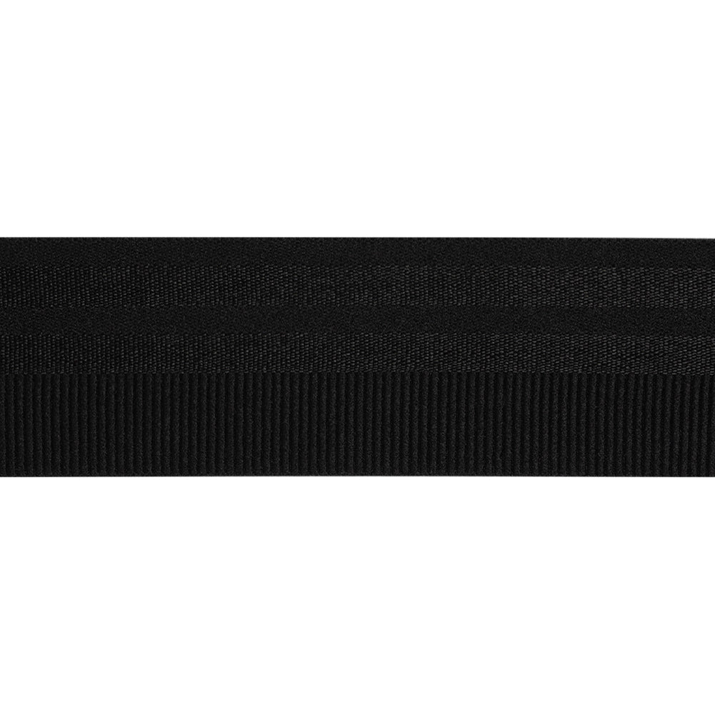 Nylon Elastic Trim with Satin Stripes and Ribbing Made in Italy - 1.625