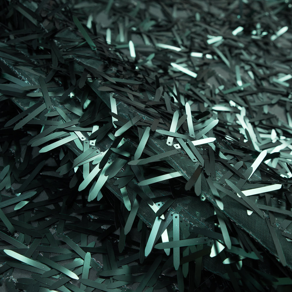 Soft Tulle with Fringe Sequins - Dull Emerald - Phryne Collection - Joann Fabrics