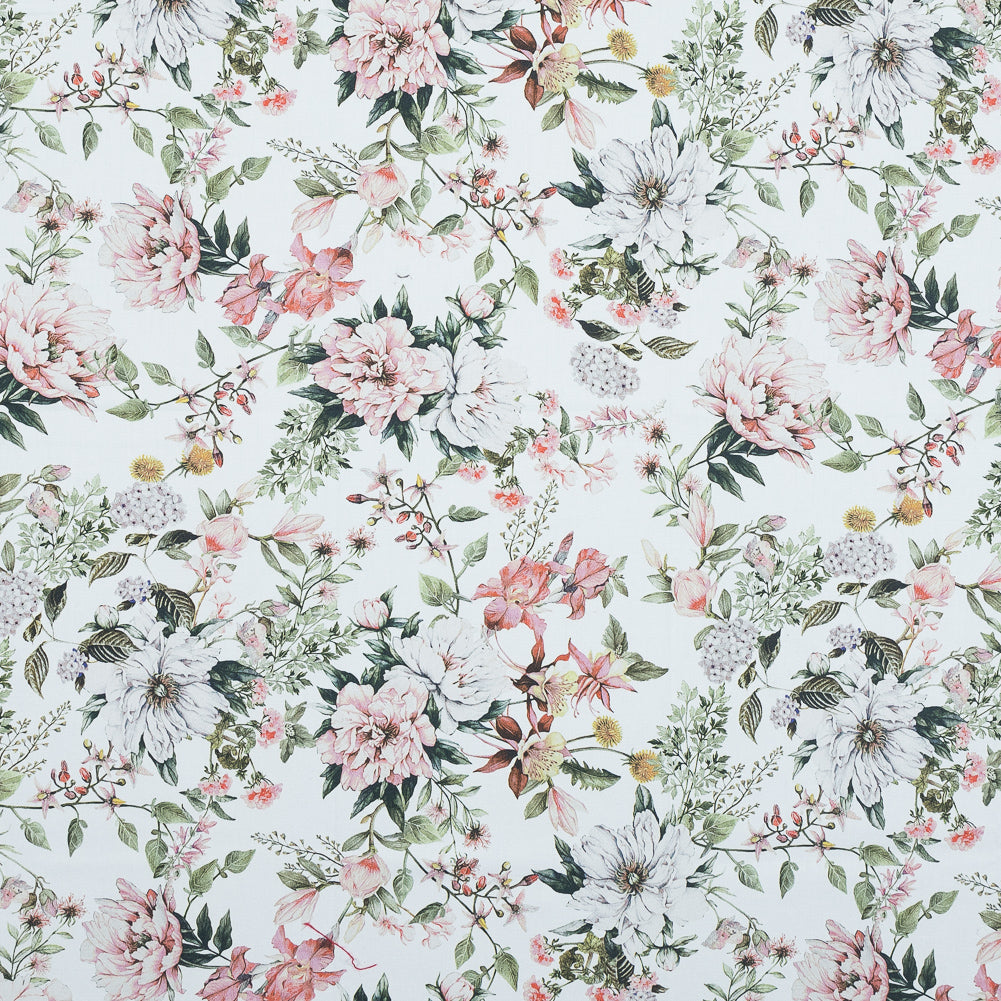 Stretch Cotton Sateen - Pink and Green - Les Fleurs de L'amour Print - Mood Exclusive Jacques Collection - Joann Fabrics