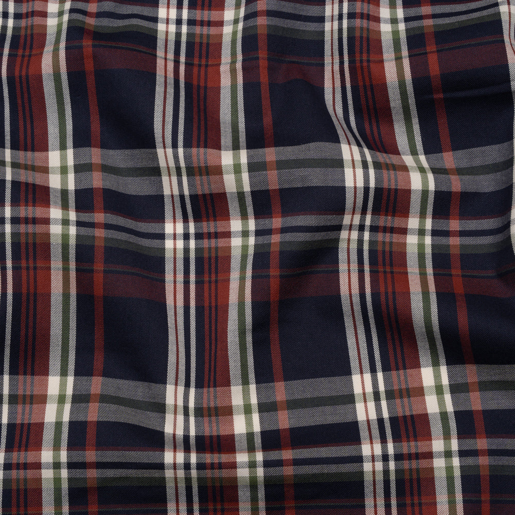 Cotton Twill Shirting - Red, Navy and White Plaid - Deadstock - Joann Fabrics