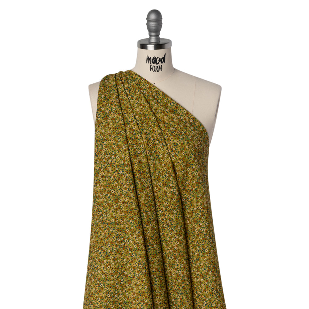 Cotton and Viscose Striped Seersucker - Green, Beige and Brown Ditsy Floral - Mood Exclusive Spring’s Sweet Song Print - Joann Fabrics
