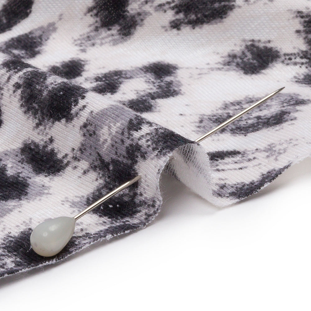 Ivory and Charcoal Wild Spots Stretch Rayon Jersey - Joann Fabrics