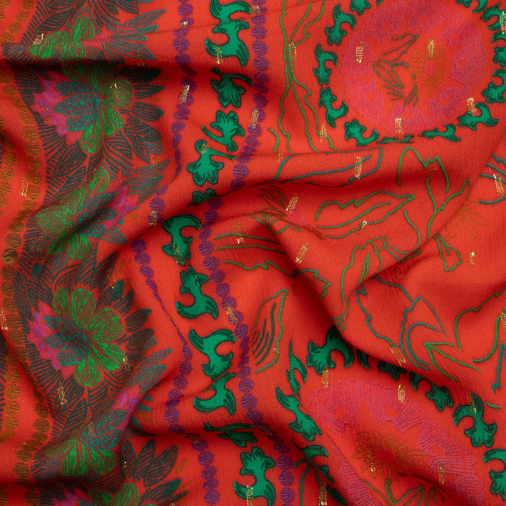 Mood Exclusive Red Let us Lotus Metallic Dotted Crinkled Viscose Crepe Panel - Joann Fabrics