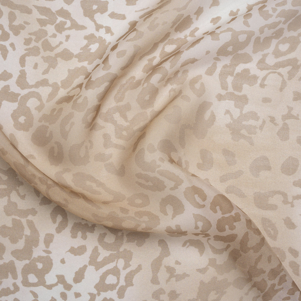 Silk Voile Print - Soft Beige and Tan Cheetah Spots - Deadstock - Joann Fabrics