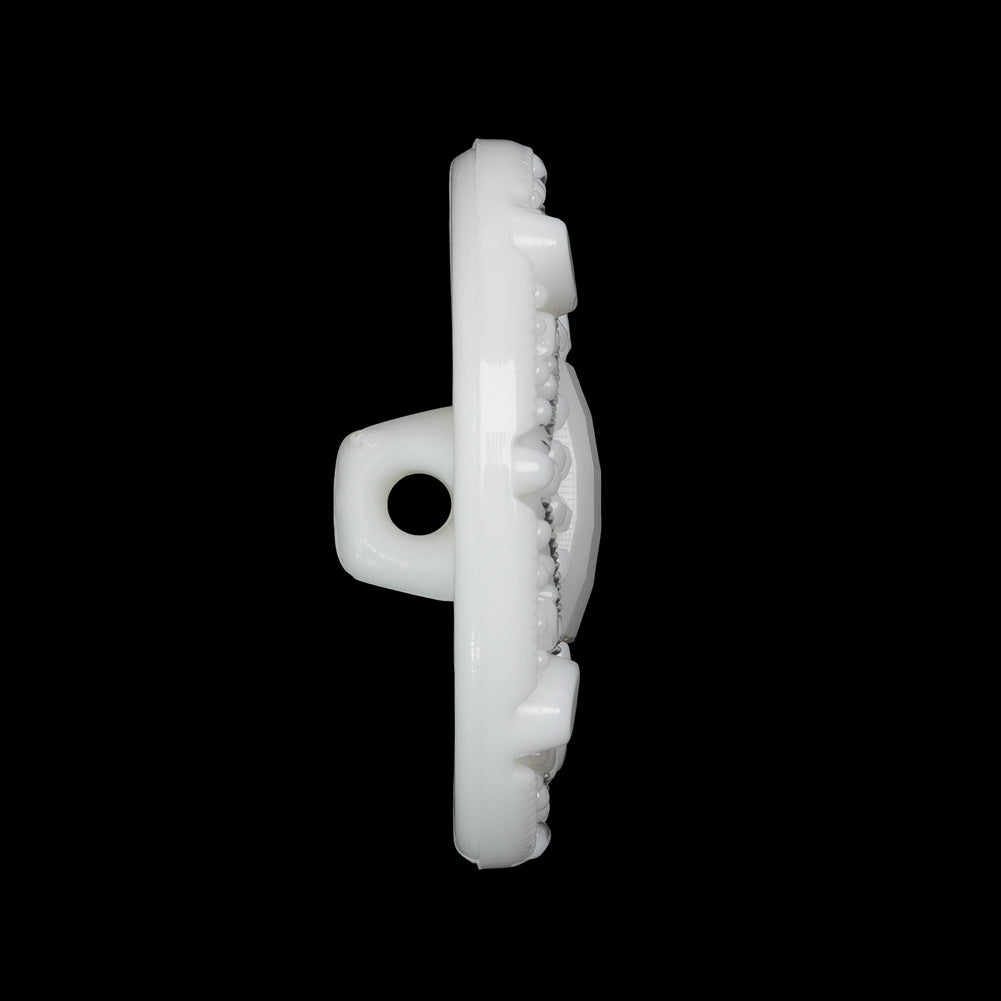 Faceted Plastic Shank Back Button - White and Silver Faux Gems - 44L/28mm - Joann Fabrics