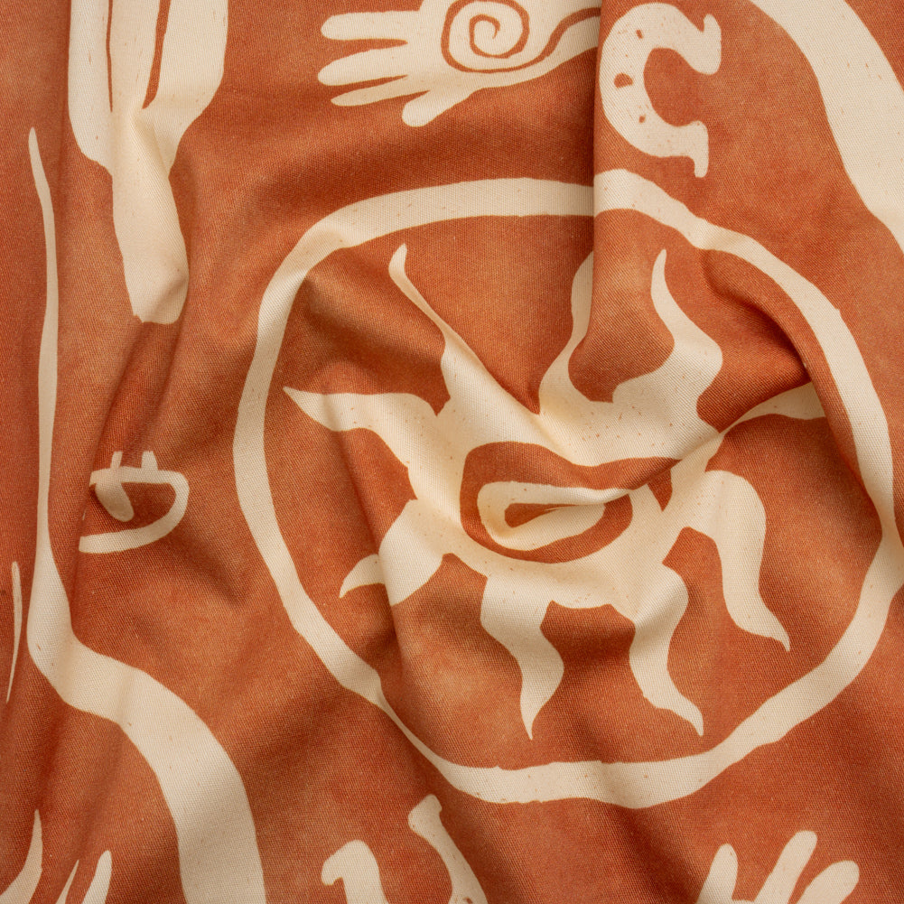 Stretch Cotton Twill Panel - Orange Desert Symbols - Mood Exclusive Follow Your Arrow - Joann Fabrics